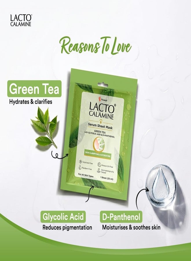 Lacto Calamine Green Tea Face Sheet Mask |Instant Hydration |Glycolic Acid & D-Panthenol| 25 ml - Image 1
