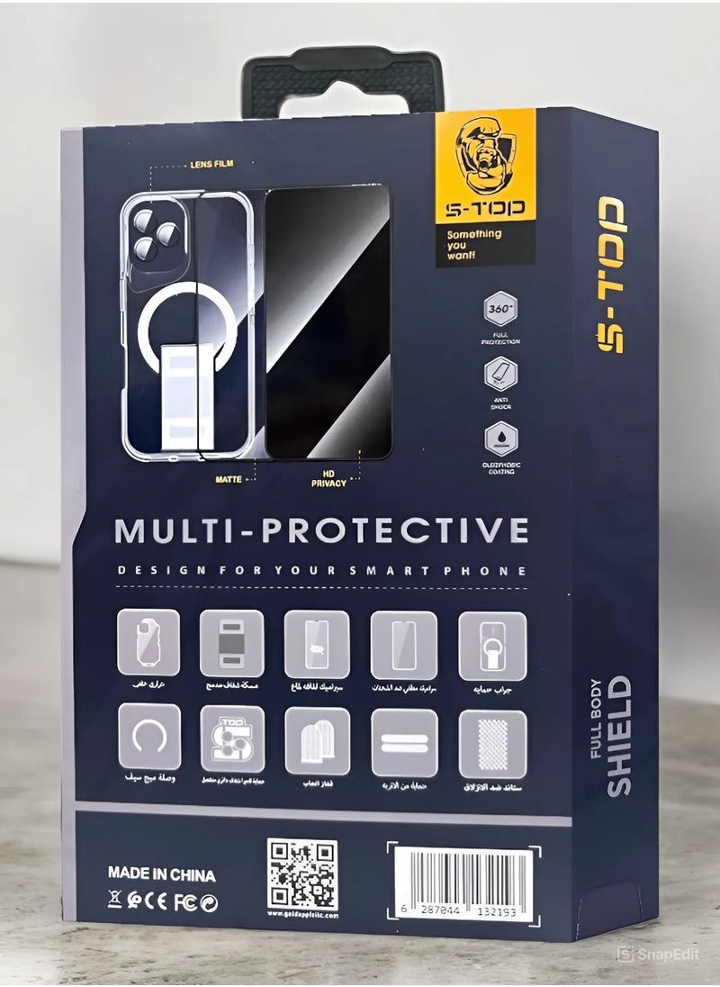 S-TOP - New full protection package for iPhone 16 Pro with a case that supports wireless charging (MagSafe) and a grip with a wonderful and unique design for the case, full protection for your device against scratches and falls, the original package from S-TOP - Image 1