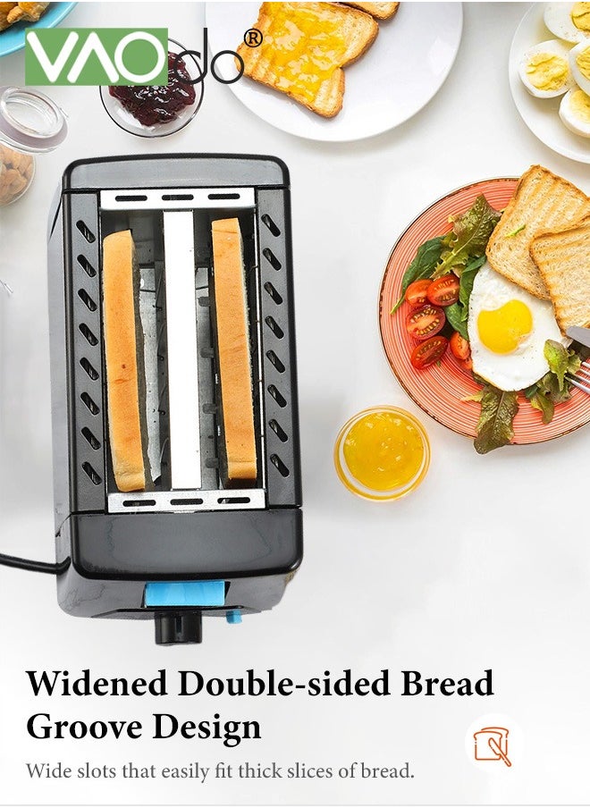 VAOdo - 2 Slice Extra Toaster with Slide Out Crumb Tray 6 Browning Settings 650W Widened Slot Bread Maker for Bagel Toast Bread - Image 1