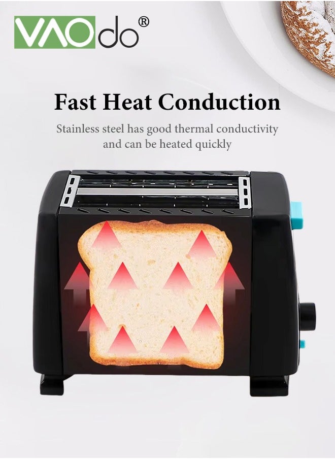VAOdo - 2 Slice Extra Toaster with Slide Out Crumb Tray 6 Browning Settings 650W Widened Slot Bread Maker for Bagel Toast Bread - Image 1