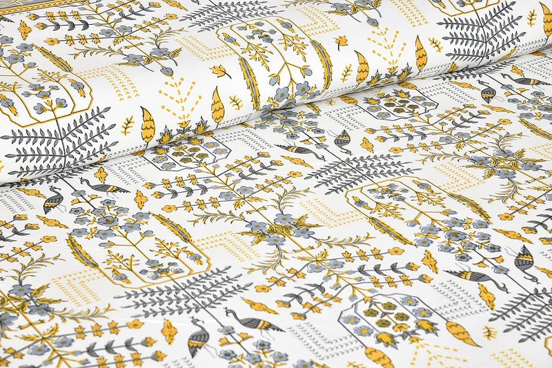 EasyGoods 240 TC Pure Cotton Bedsheet for Double Bed King Queen Size Bed Jaipuri Rajasthani Design with 2 Pillow Covers Extra Soft Wrinkle Free 90 x 103 inches Yellow Monarch39 - Image 4