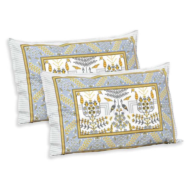 EasyGoods 240 TC Pure Cotton Bedsheet for Double Bed King Queen Size Bed Jaipuri Rajasthani Design with 2 Pillow Covers Extra Soft Wrinkle Free 90 x 103 inches Yellow Monarch39 - Image 5