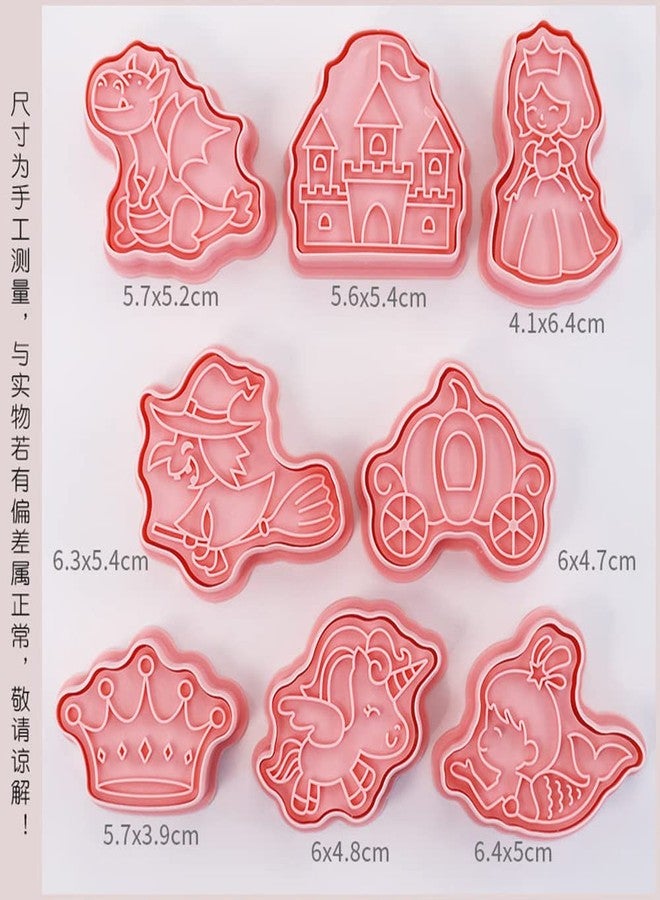 MayeBridge Unicorn Cookie Cutter Set,Princess Castle Plastic Cookie Stamps,8pcs Cookie Cutters With Plunger Stamps Set,Cookie Mould Press Cookie Mould Set Kitchen Tools (Unicorn) - Image 2