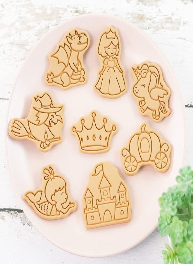MayeBridge Unicorn Cookie Cutter Set,Princess Castle Plastic Cookie Stamps,8pcs Cookie Cutters With Plunger Stamps Set,Cookie Mould Press Cookie Mould Set Kitchen Tools (Unicorn) - Image 5