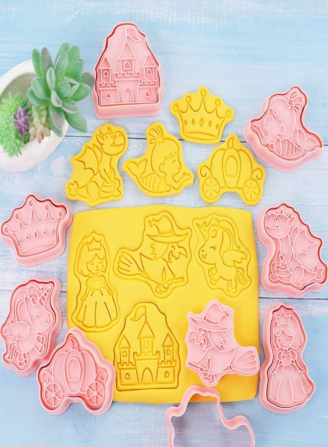 MayeBridge Unicorn Cookie Cutter Set,Princess Castle Plastic Cookie Stamps,8pcs Cookie Cutters With Plunger Stamps Set,Cookie Mould Press Cookie Mould Set Kitchen Tools (Unicorn) - Image 4