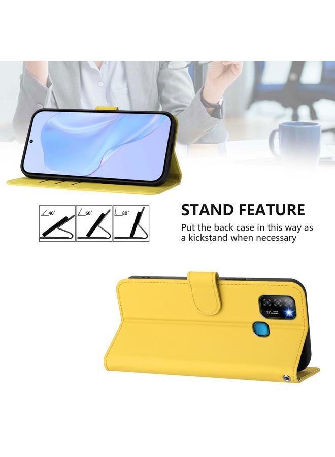 زبون جراب لهاتف Infinix Smart 5 مصنوع من الجلد بلون سادة مع حبل تعليق - Image 3