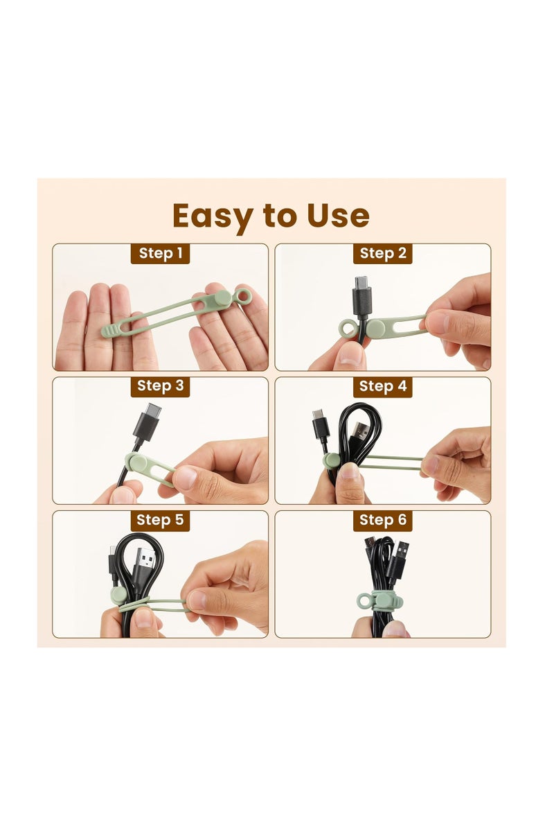 general 30 Pcs Silicone Data Cable Organizer, Reusable Cable Ties Wire Organizers for Office, Multipurpose Elastic Cord Wraps Cable Management Charger Cord Organizer for Appliances, Electronics, Travel - Image 4