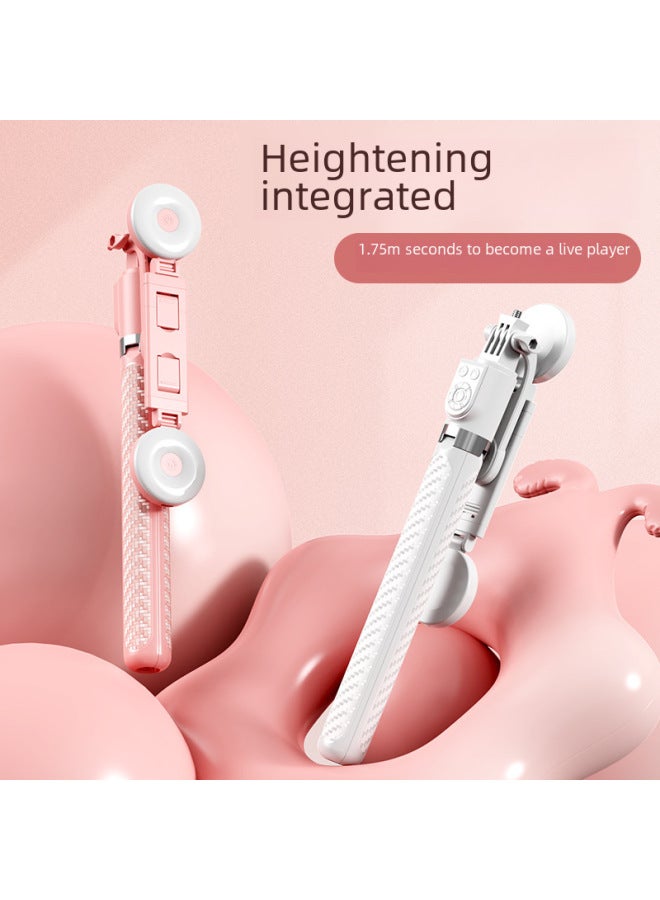 Loquat Mobile Phone Bracket Z17 Integrated Selfie Stick Tripod Beauty Big Fill Light TikTok Live Broadcast Grop Artifact-Color:Z17PRO Single Light Pink  - Image 4