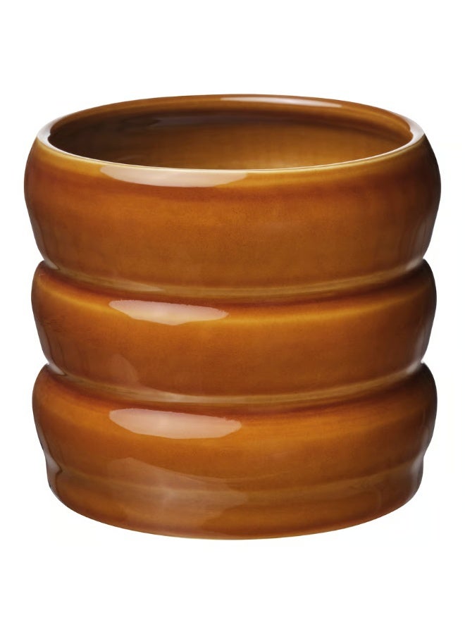 Brown-Yellow Plant Pot – Indoor & Outdoor Decorative Flower Pot, Durable and Stylish, 12 cm Diameter - Image 1