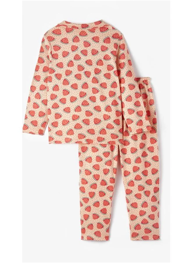 JUNE June Children's Strawberry Printed Pajama Set
