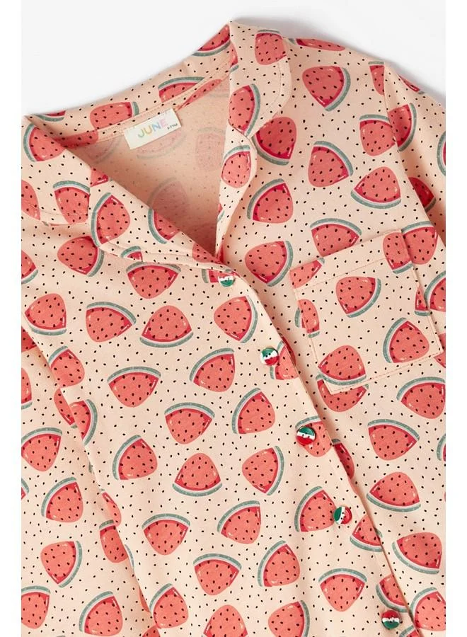 JUNE June Children's Strawberry Printed Pajama Set