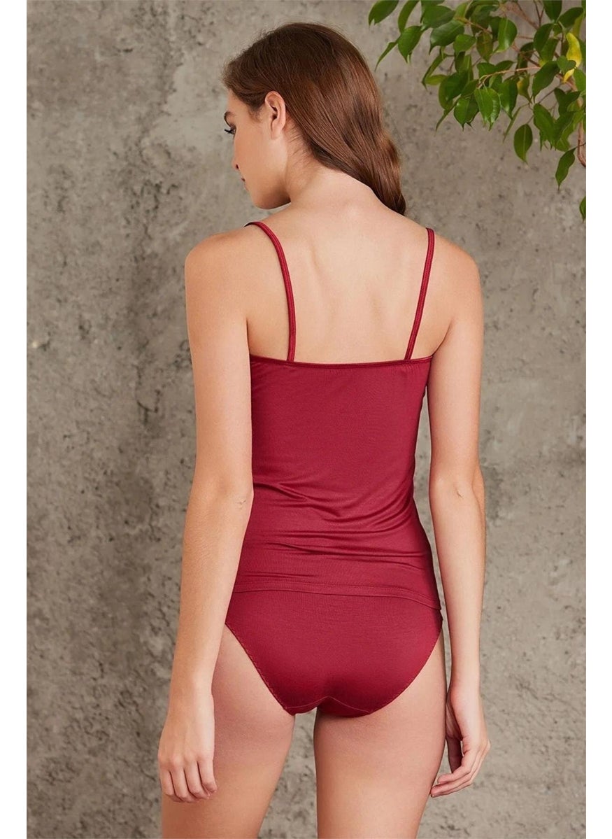 pierre cardin 330 Women's Thong Undershirt Panties Set - Burgundy  - Image 3