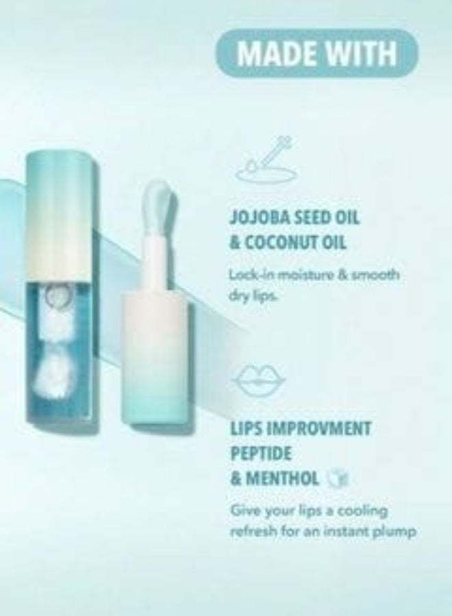 جلوس زيت  تكبير الشفاه وملمع ثلجي  – سيروم ترطيب بزيت الجوجوبا وزيت جوز الهند مع المنثول والبيبتيد لامتلاء فوري، ترطيب طويل الأمد وشفاه ناعمة براقة - بتأثير ثلجي - Image 2