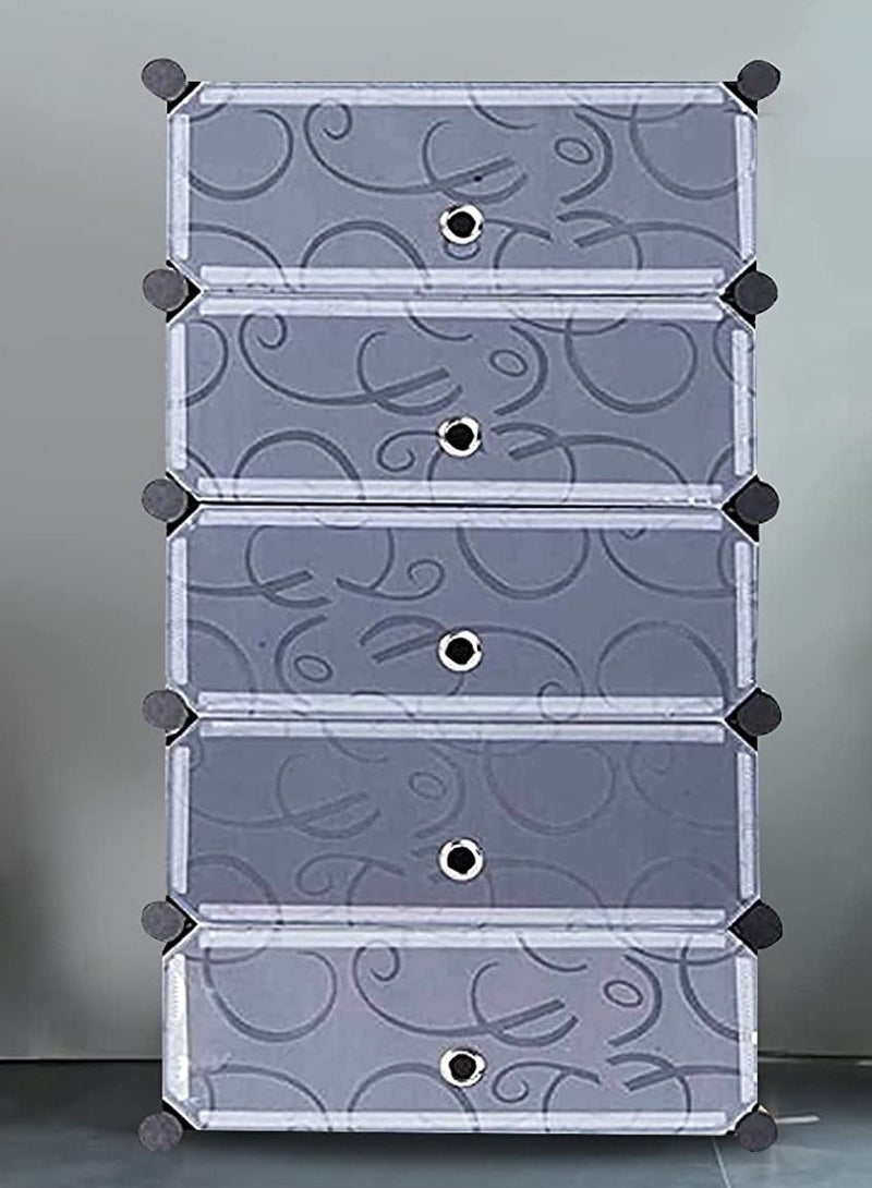 DubaiGallery 5 Layer DIY Plastic Shoe Storage Rack Organizer With Cover For Home Office/Multi-Purpose Cabinet  - Image 1