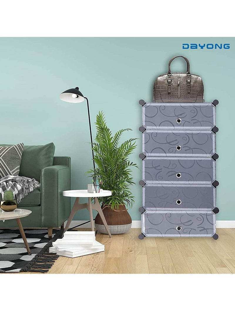 DubaiGallery 5 Layer DIY Plastic Shoe Storage Rack Organizer With Cover For Home Office/Multi-Purpose Cabinet  - Image 2
