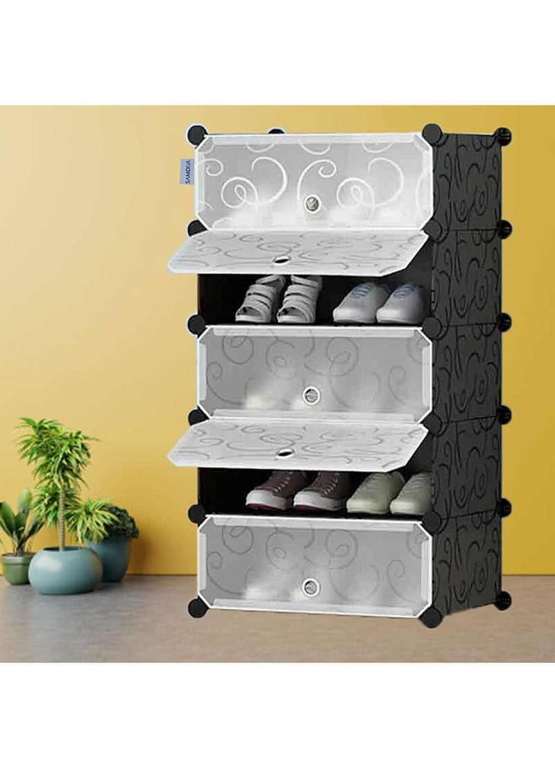 DubaiGallery 5 Layer DIY Plastic Shoe Storage Rack Organizer With Cover For Home Office/Multi-Purpose Cabinet  - Image 4