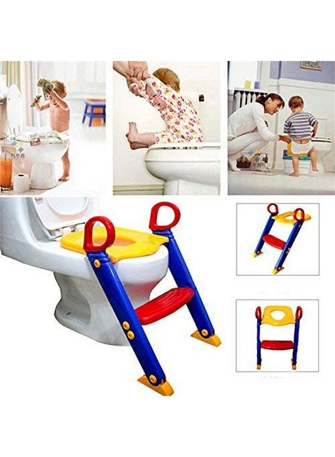 LWVAX Foldable Toilet Potty Training Seat With Step Stool Ladderpotty Training Toilet For Kids Boys Girls Toddlerscomfortable Safe Potty Seat With Antislip Pads Ladder (Multi Color) - Image 2