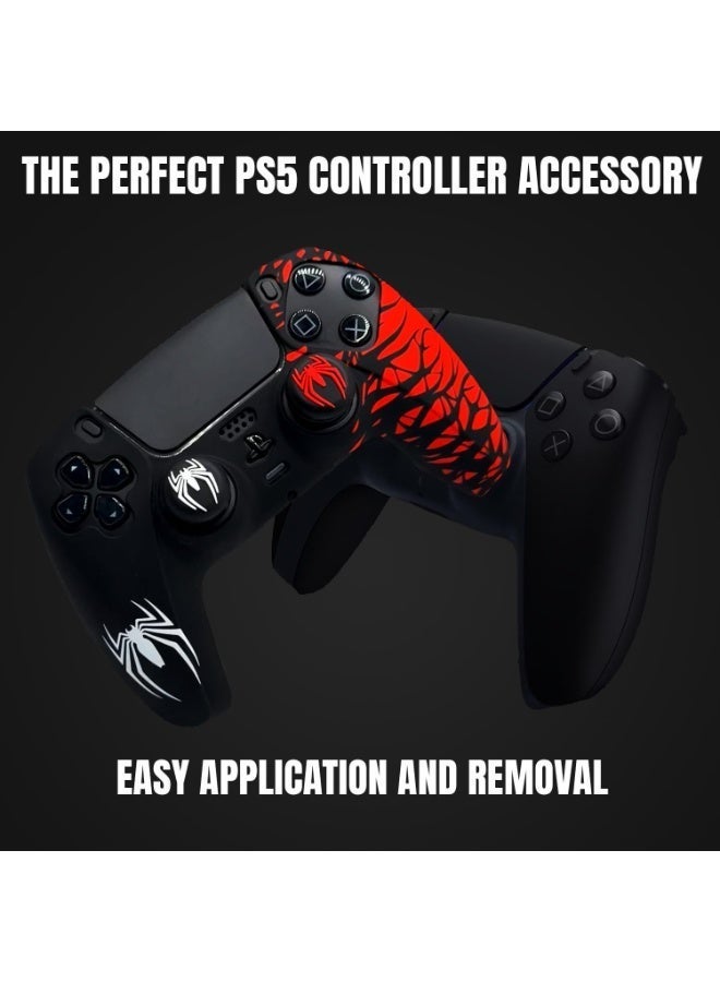 2-Pack Anti-Slip PS5 Controller Skins, PS5 Controller Accessories, Scratch-Resistant Non-Slip Silicone PS5 Controller Cover Case with Thumb Grip Caps, Touchpad Sticker, and Cover Wrap Stickers - Image 5
