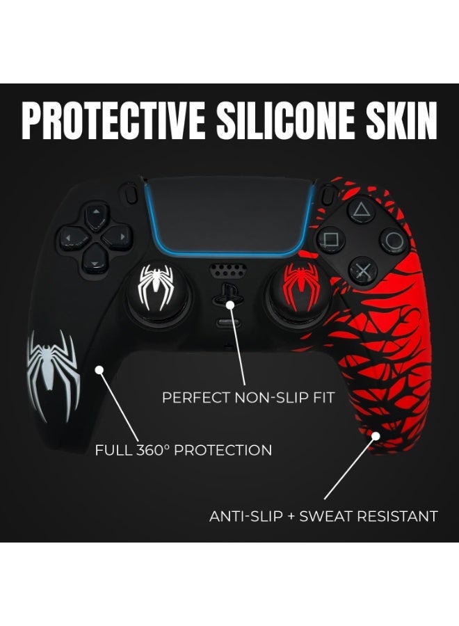 2-Pack Anti-Slip PS5 Controller Skins, PS5 Controller Accessories, Scratch-Resistant Non-Slip Silicone PS5 Controller Cover Case with Thumb Grip Caps, Touchpad Sticker, and Cover Wrap Stickers - Image 2