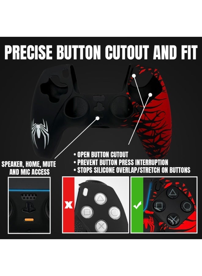 2-Pack Anti-Slip PS5 Controller Skins, PS5 Controller Accessories, Scratch-Resistant Non-Slip Silicone PS5 Controller Cover Case with Thumb Grip Caps, Touchpad Sticker, and Cover Wrap Stickers - Image 3