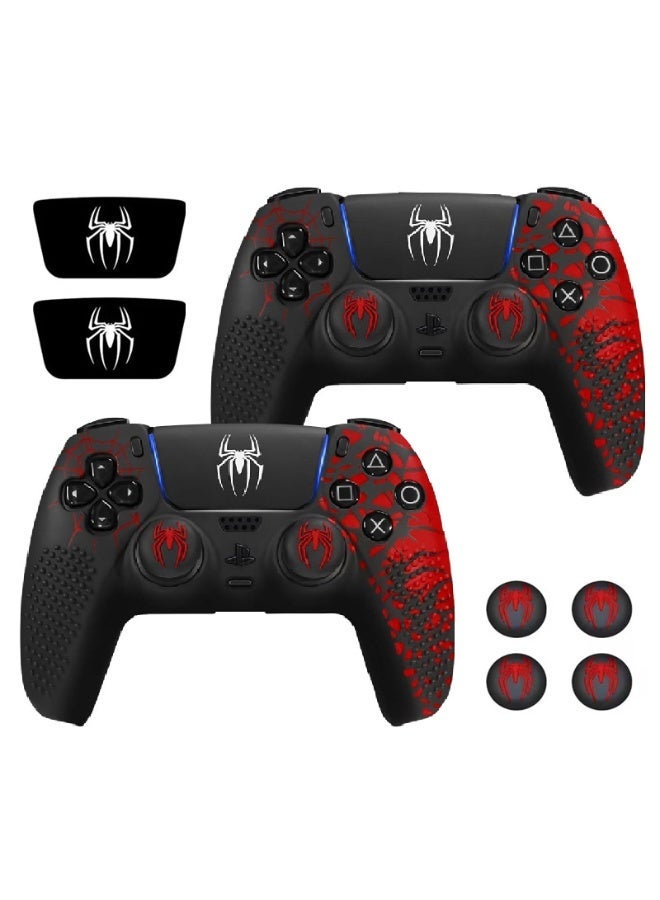 2-Pack Anti-Slip PS5 Controller Skins, PS5 Controller Accessories, Scratch-Resistant Non-Slip Silicone PS5 Controller Cover Case with Thumb Grip Caps, Touchpad Sticker, and Cover Wrap Stickers - Image 1