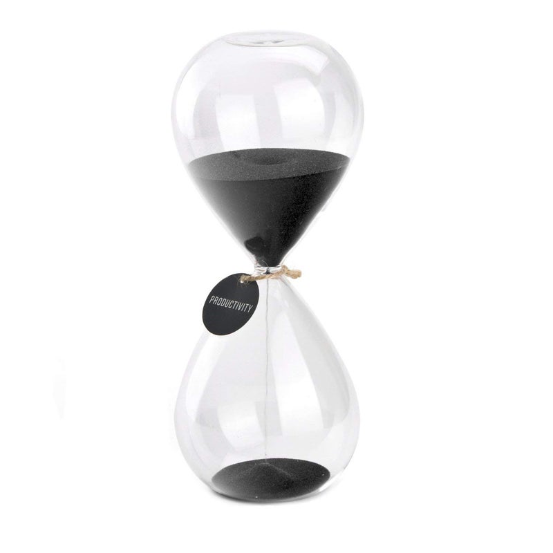 SWISSELITE Hourglass Sand Timers Hourglass Sand Clock Inspired Glass for Home Desk Office Decor8Inch30Mins Black Beauty