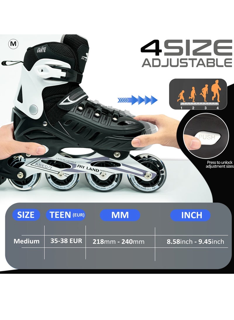 Sky Land Adjustable Inline Skates for Kids & Teens with LED Light-Up Wheels | Safe Rollerblades with ABEC-7 Bearings, Triple Protection & Durable Design | EU Size 35-38 (Skating Shoes TMX-028)  - Image 3