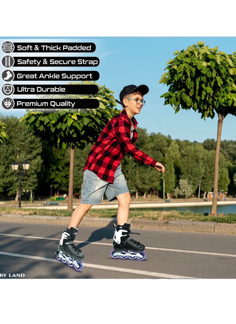 Sky Land Adjustable Inline Skates for Kids & Teens with LED Light-Up Wheels | Safe Rollerblades with ABEC-7 Bearings, Triple Protection & Durable Design | EU Size 35-38 (Skating Shoes TMX-028)  - Image 4