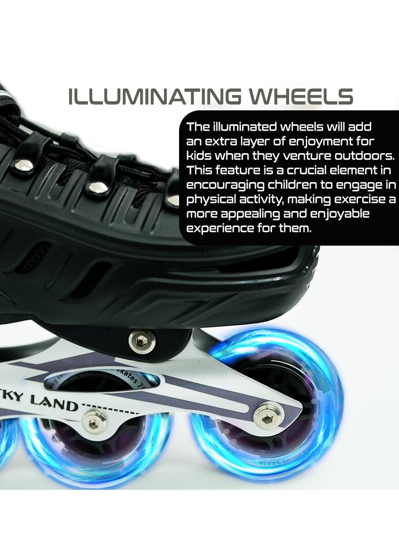 Sky Land Adjustable Inline Skates for Kids & Teens with LED Light-Up Wheels | Safe Rollerblades with ABEC-7 Bearings, Triple Protection & Durable Design | EU Size 35-38 (Skating Shoes TMX-028)  - Image 5