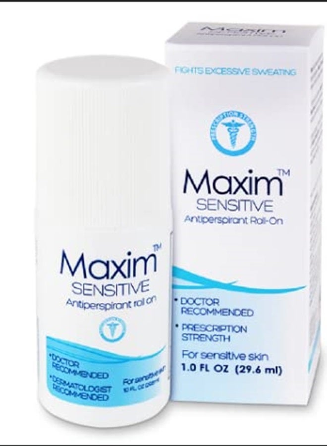 Maxim Maxim Sensitive Clinical Strength Antiperspirant for Women and Men. Blocks Sweat up to 7 days per application. Effective Clinical Antiperspirant for Sweat & Odor, Maxim Antiperspirant Roll-On, 1 Pack, - Image 1