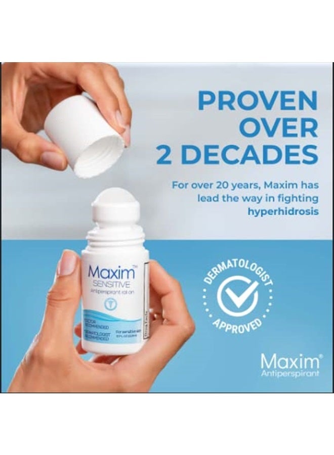 Maxim Maxim Sensitive Clinical Strength Antiperspirant for Women and Men. Blocks Sweat up to 7 days per application. Effective Clinical Antiperspirant for Sweat & Odor, Maxim Antiperspirant Roll-On, 1 Pack, - Image 4