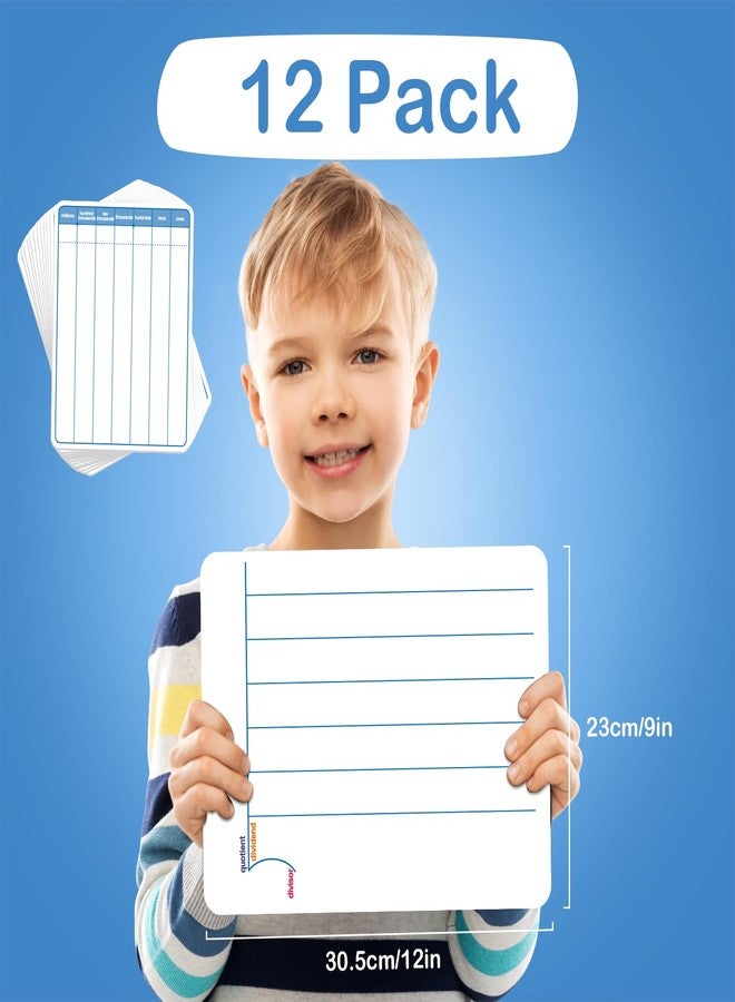 Aizweb 12 Pack Long Division Dry Erase Board Card,12" x 9" Multiplication Small Whiteboard Math Manipulatives for Kids Student Classroom Must Have Homeschool Teacher Supplies Learning Activities - Image 2