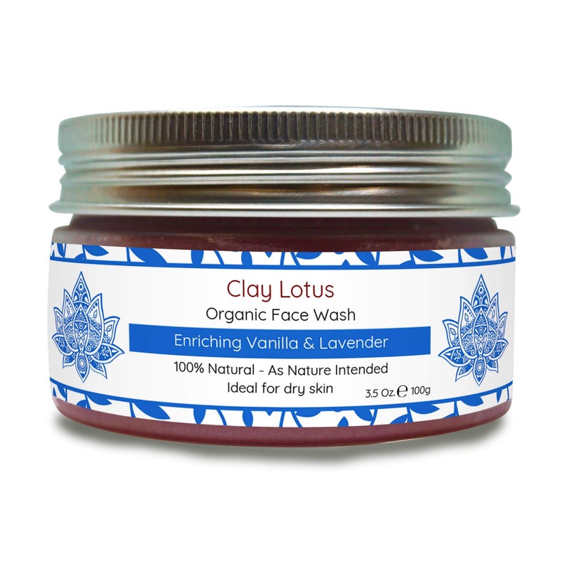 Clay Lotus Organic Face Wash - Hydrating Cleanser for Dry, Mature Skin. Anti-aging, Natural Formula for Reduced Wrinkles and Restored Radiance- Vegan and Moisturizing- For Women & Men - Image 1