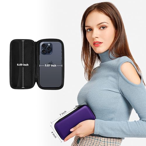 iMangoo Shockproof Travel Essentials Organizer Charger Case, Space-Optimized Small Zipper Electronics Accessories Pouch Tech Cord Cable Power Bank Storage for Women Men, 6.5x3.2x1 In (Purple) - Image 3