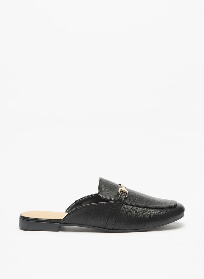 Flora Bella By Shoexpress Women's Textured Slip-On Mules with Metal Accent