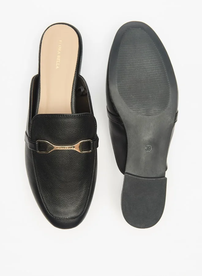 Flora Bella By Shoexpress Women's Textured Slip-On Mules with Metal Accent