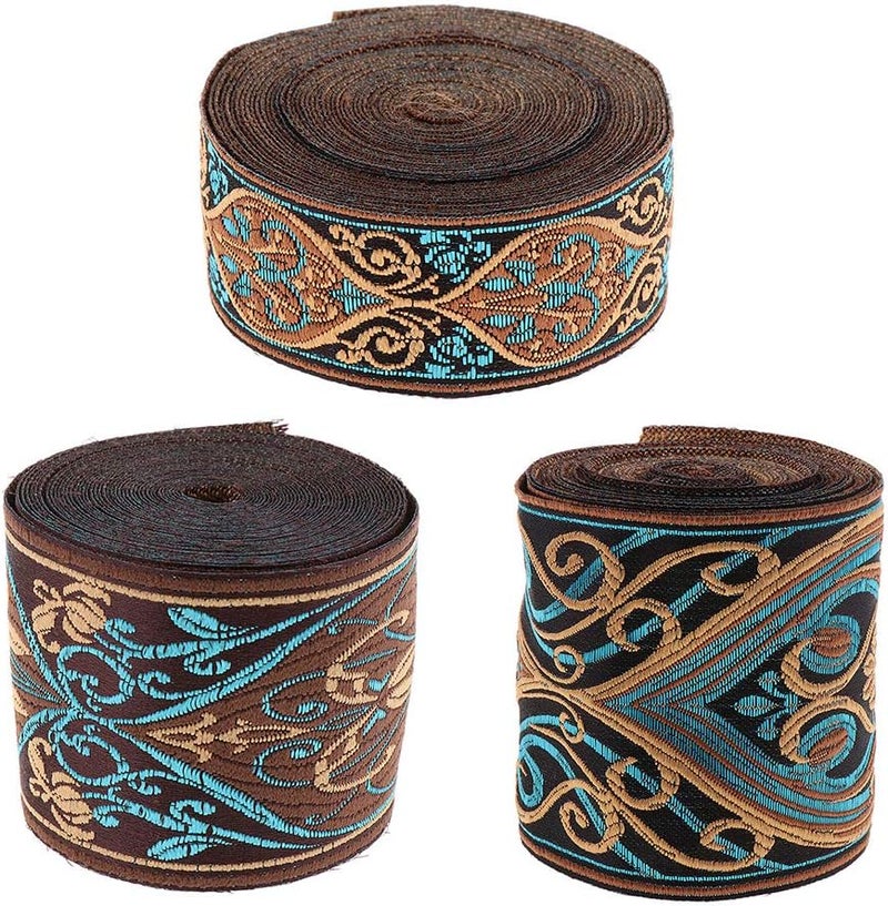 klarako 5m Jacquard Border Woven Border Woven Ribbon Fabric Ribbons Border Made of Polyester for DIY Handicrafts, Width Selectable - Multi, 3cm - Image 2