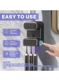 KIIUMI Automatic Toothpaste Dispenser with Sterilization, Wall Mounted Electric Toothbrush Holder with 3 Slots, Toothpaste Dispenser for Kids and Adults, Grey  - Image 5