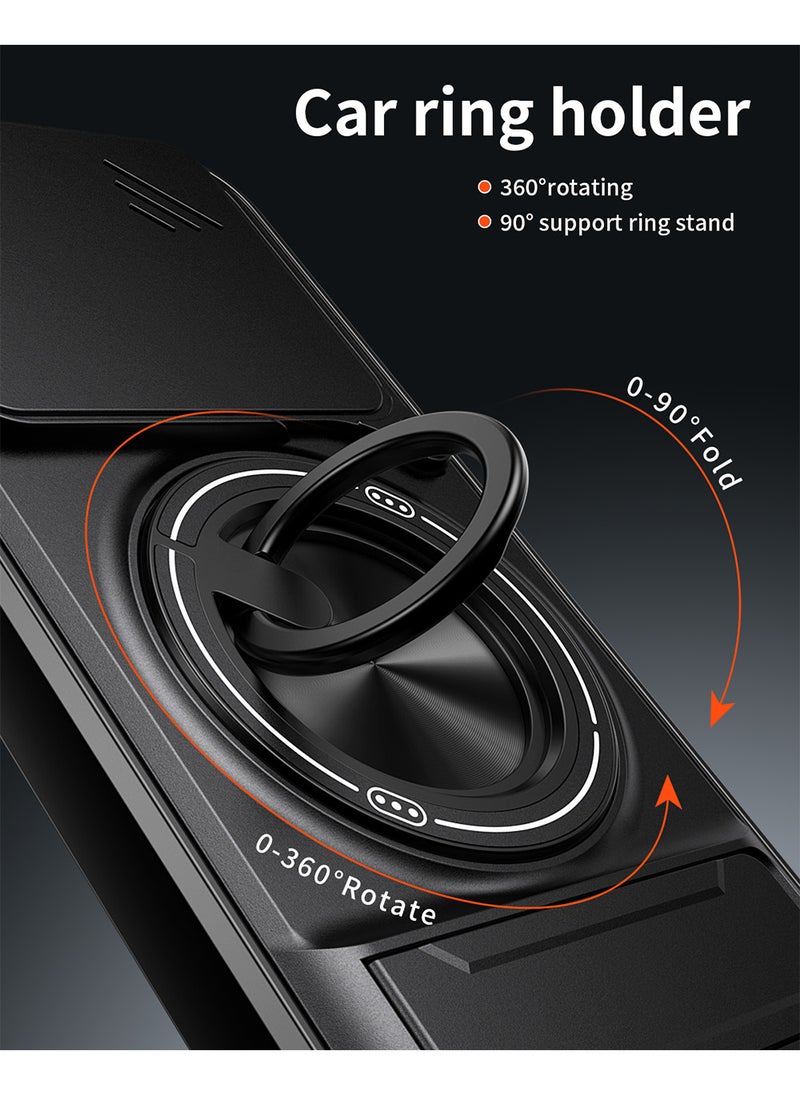 غطاء هاتف لـ VIVO V70 / V70 Elite غطاء كاميرا منزلق، متوافق مع حامل السيارة المغناطيسي، حامل حلقي قابل للدوران 360 درجة + مسند، غطاء واقي مقاوم للصدمات يغطي الجسم بالكامل - Image 5
