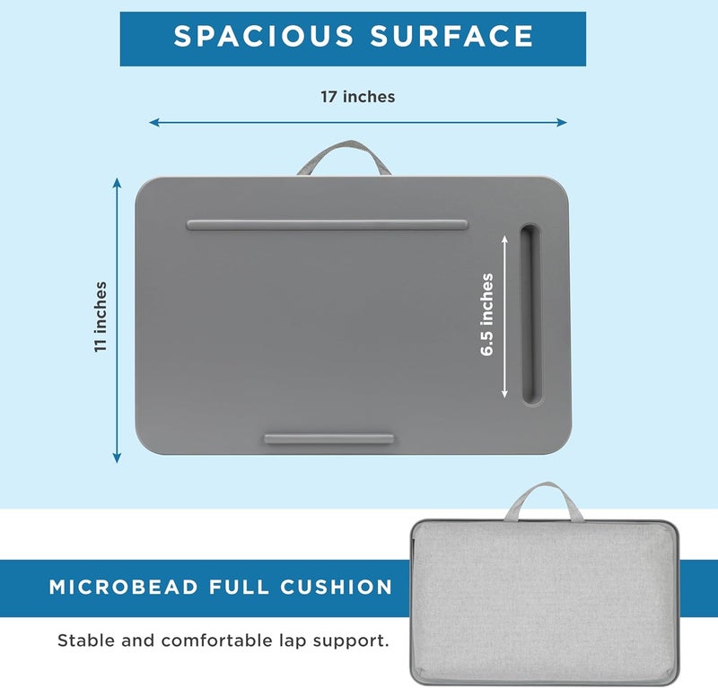 LapGear Sidekick Lap Desk with Device Ledge and Phone Holder - Gray - Fits up to 15.6 Inch Laptops - Style No. 44215 - Image 5