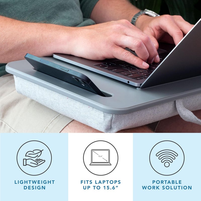 LapGear Sidekick Lap Desk with Device Ledge and Phone Holder - Gray - Fits up to 15.6 Inch Laptops - Style No. 44215 - Image 2