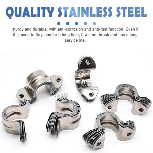 NGe 1/2inch Rigid Pipe Strap Clamp, Two Hole Strap,U Bracket Tube Clip, Stainless Steel Heavy Duty Pipe Fasten Holder, 50Pcs (20mm) - Image 3