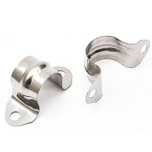 NGe 1/2inch Rigid Pipe Strap Clamp, Two Hole Strap,U Bracket Tube Clip, Stainless Steel Heavy Duty Pipe Fasten Holder, 50Pcs (20mm) - Image 1