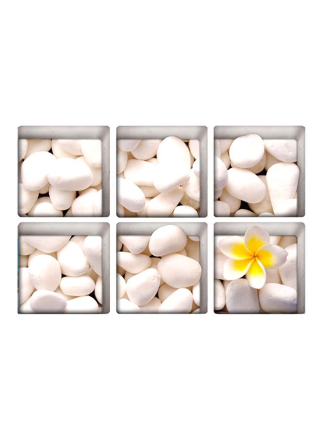 NIBEMINENT 6-Piece Non-Slip 3D Bathtub Stickers White/Yellow 14.5cm - Image 1