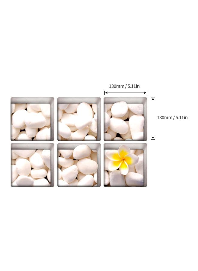 NIBEMINENT 6-Piece Non-Slip 3D Bathtub Stickers White/Yellow 14.5cm - Image 2