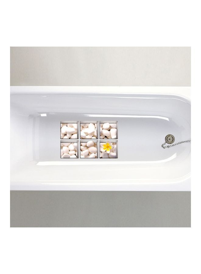 NIBEMINENT 6-Piece Non-Slip 3D Bathtub Stickers White/Yellow 14.5cm - Image 5