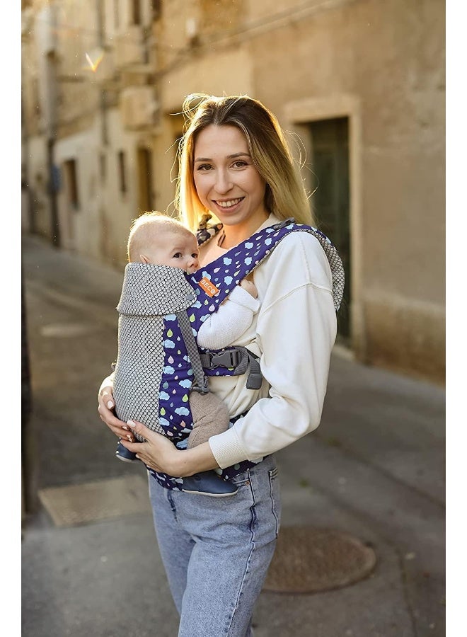 Beco Baby Gemini Newborn to Toddler Carrier - Front, Back and Hip Seat, Backpack & Front With Adjustable Seat, Ergonomic Holder 7-35lbs (Cool Raindrops) - Image 5