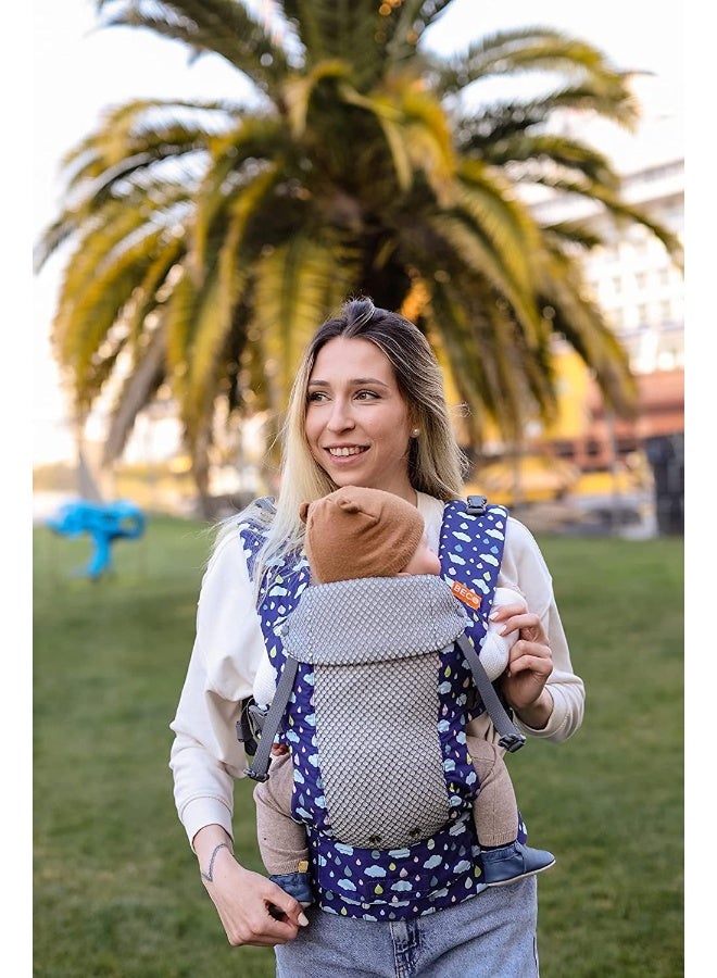 Beco Baby Gemini Newborn to Toddler Carrier - Front, Back and Hip Seat, Backpack & Front With Adjustable Seat, Ergonomic Holder 7-35lbs (Cool Raindrops) - Image 3
