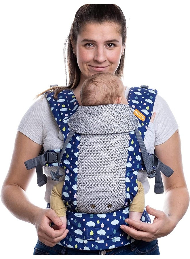 Beco Baby Gemini Newborn to Toddler Carrier - Front, Back and Hip Seat, Backpack & Front With Adjustable Seat, Ergonomic Holder 7-35lbs (Cool Raindrops) - Image 1