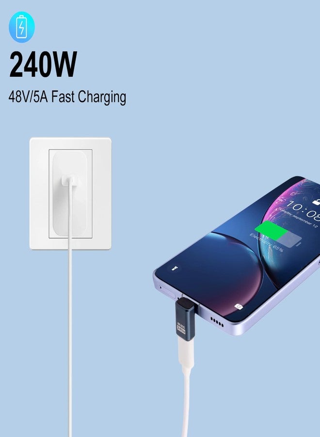 Poyiccot 2-Pack USB C 90 Degree Adapter [80Gbps/240W PD/8K@60Hz] Up & Down Angled 90 Degree USB C Adapter Type C Extender Support Thunderbolt 5/4 for iPhone 15, MacBook, Steam Deck, Switch - Image 3